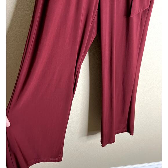 NY Collection Petite Plus Jumpsuit Women Size 1XP Burgundy Flattering Modest - Picture 14 of 16